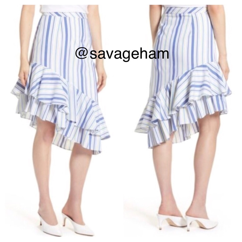 Halogen Ruffle Hem Stripe Skirt